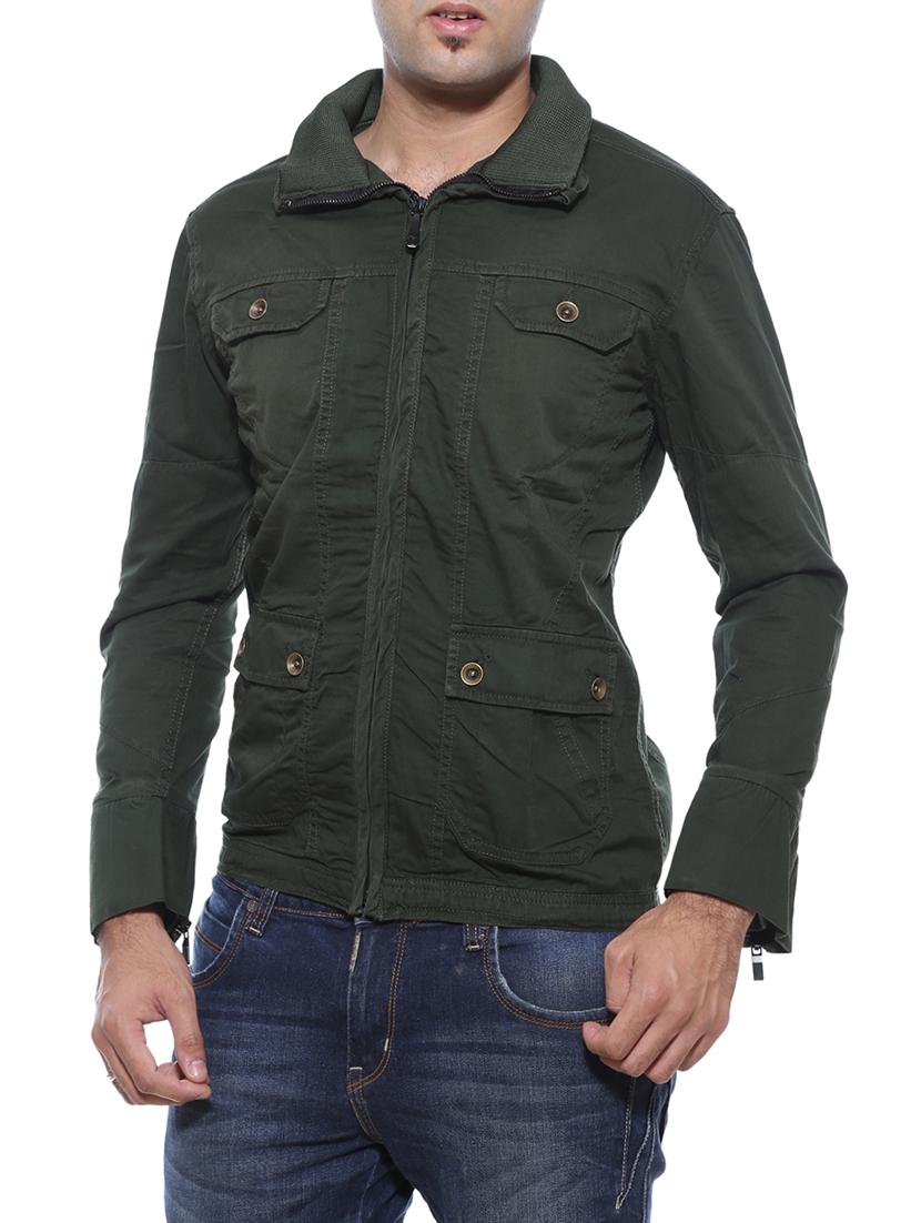 green cotton casual jacket - 14542023 - Zoom Image - 2