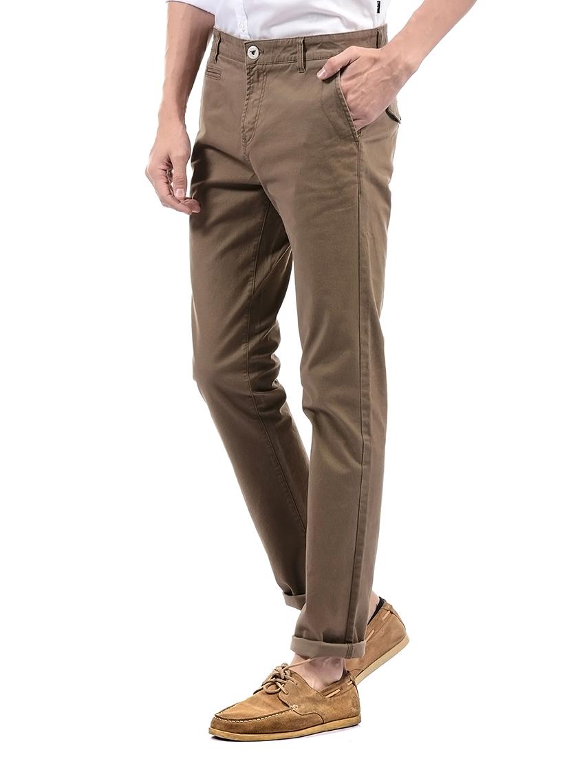 brown cotton blend chinos - 14542055 - Zoom Image - 2