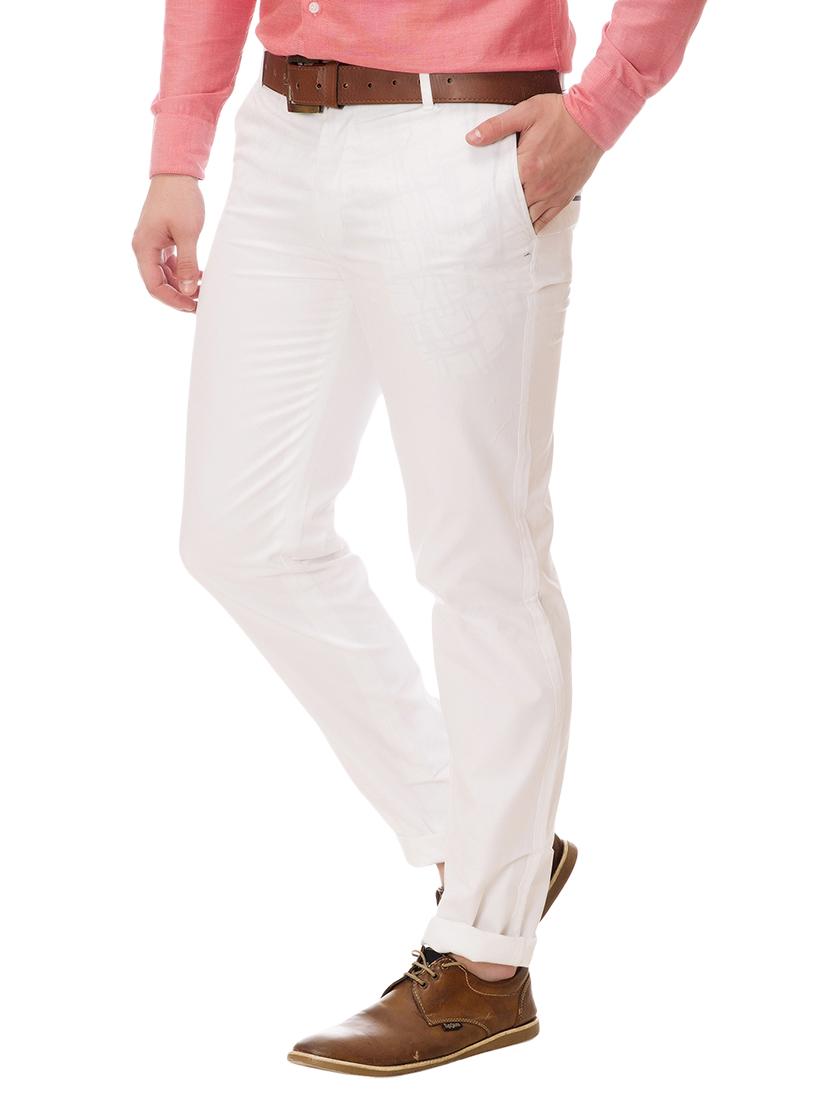 white cotton chinos casual trousers - 14542298 - Zoom Image - 2