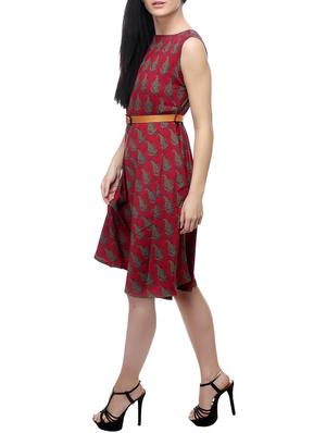 red poly crepe aline dress - 14542395 - Standard Image - 2