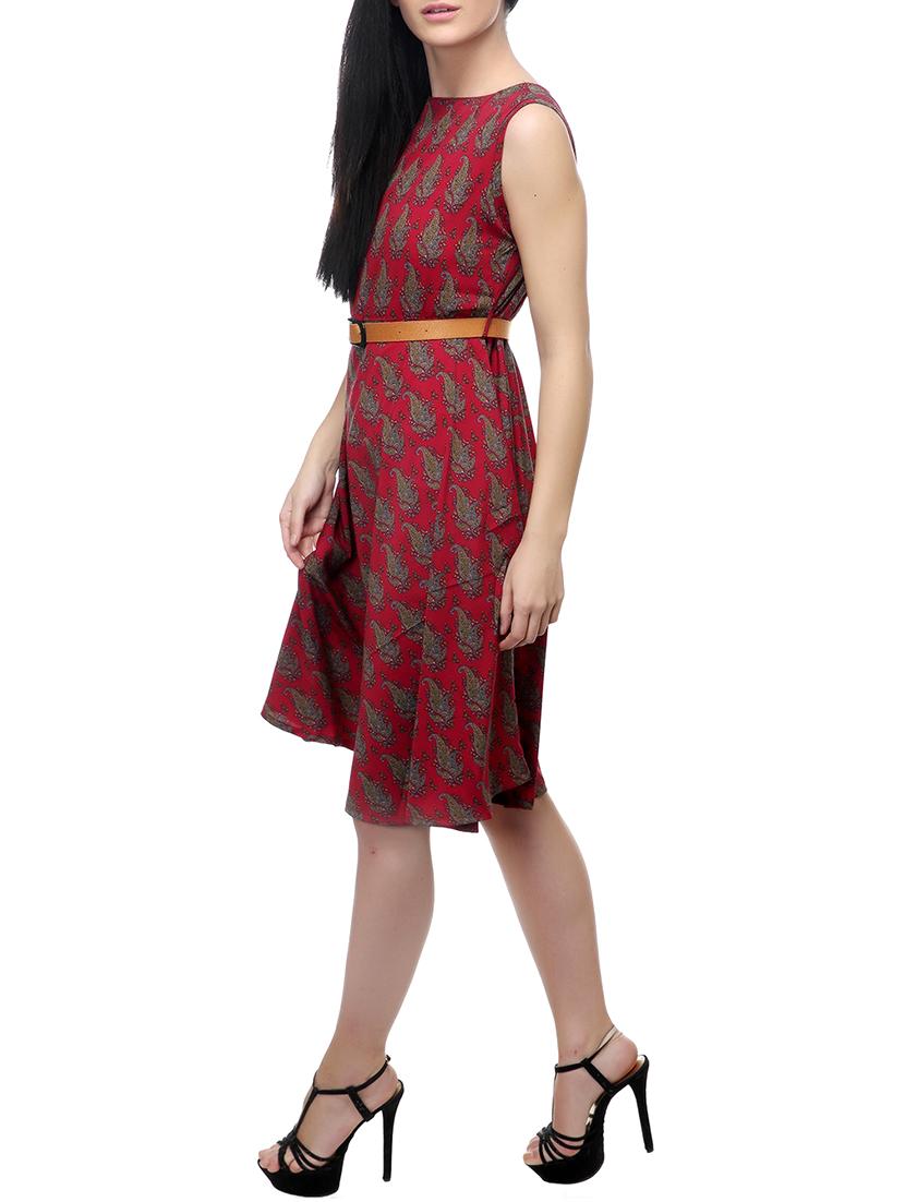 red poly crepe aline dress - 14542395 - Zoom Image - 2