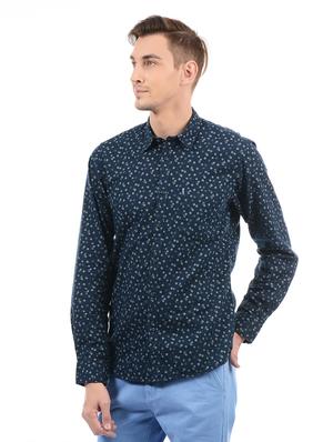 navy blue cotton blend casual shirt - 14543282 - Standard Image - 2