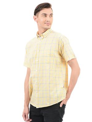 yellow cotton blend casual shirt - 14543291 - Standard Image - 2