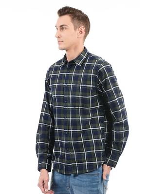 navy blue cotton casual shirt - 14543318 - Standard Image - 2