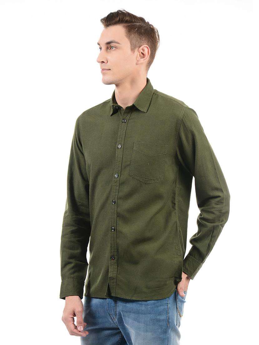green cotton casual shirt - 14543322 - Zoom Image - 2