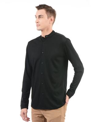 black cotton casual shirt - 14543324 - Standard Image - 2