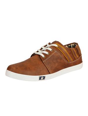 brown leatherette lace up sneaker - 14543741 - Standard Image - 2