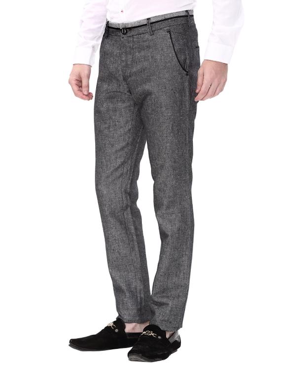 grey cotton flat front casual trousers - 14543933 - Zoom Image - 2