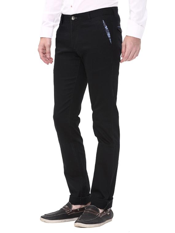 black cotton chinos casual trousers - 14543971 - Zoom Image - 2