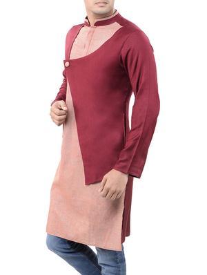 maroon viscose long kurta - 14544003 - Standard Image - 2