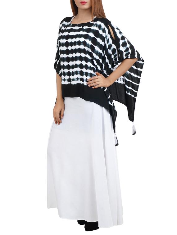 black rayon kaftan kurta - 14544222 - Zoom Image - 2