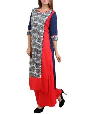 multicolour rayon straight kurta - 14544227 - Standard Image - 2