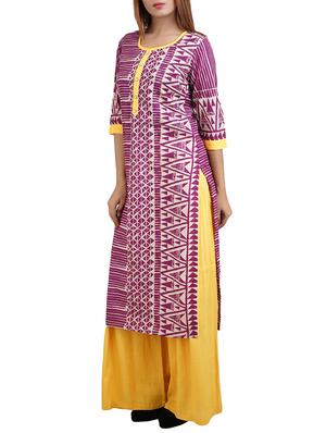purple cotton straight kurta - 14544245 - Standard Image - 2