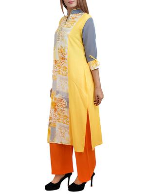 yellow rayon straight kurta - 14544265 - Standard Image - 2