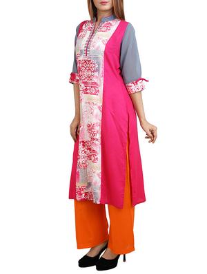 pink rayon straight kurta - 14544267 - Standard Image - 2