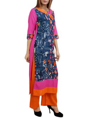multicolour rayon straight kurta - 14544269 - Standard Image - 2