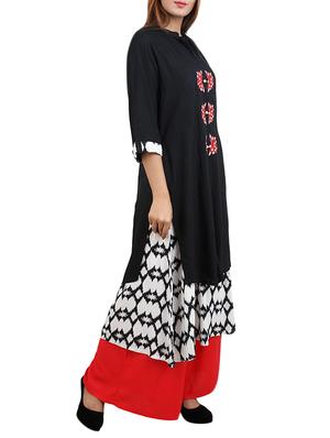 black rayon layered kurta - 14544280 - Standard Image - 2