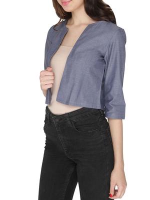 solid blue denim shrug - 14544374 - Standard Image - 2