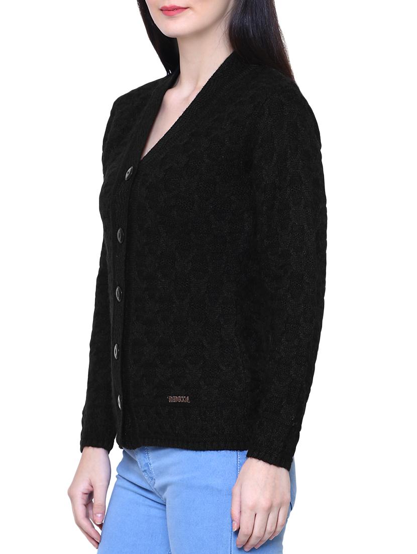 black woolen cardigan - 14544378 - Zoom Image - 2