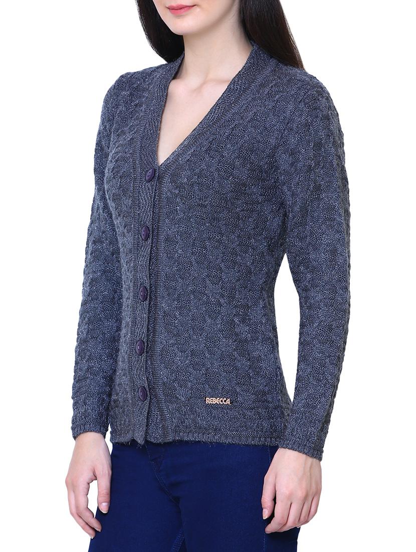 grey woolen cardigan - 14544380 - Zoom Image - 2