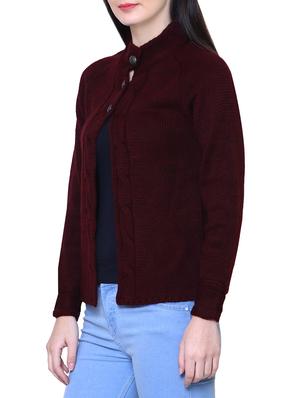 Maroon woolen cardigan - 14544385 - Standard Image - 2