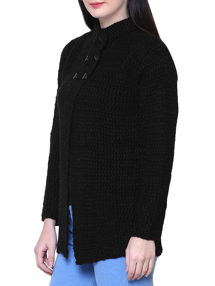 black woolen cardigan - 14544386 - Zoom Image - 2