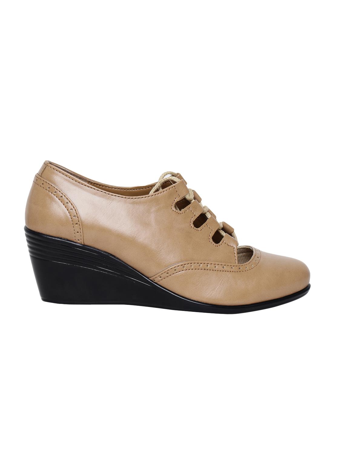 beige faux leather laceup casual shoes - 14544471 - Zoom Image - 2