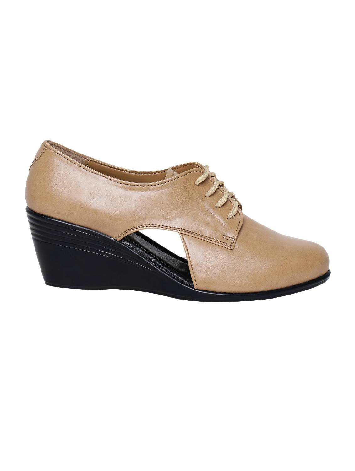 beige faux leather laceup casual shoes - 14544473 - Zoom Image - 2