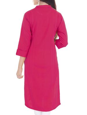 pink cotton straight kurta - 14544504 - Standard Image - 2