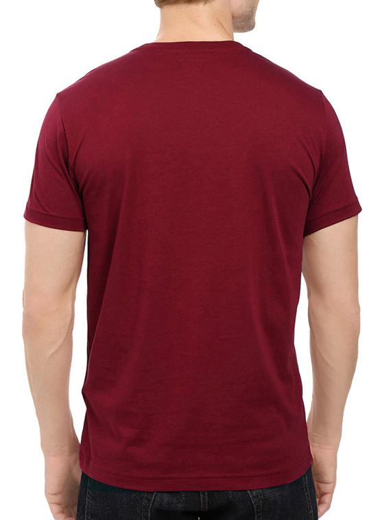 maroon cotton chest print tshirt - 14544625 - Zoom Image - 2