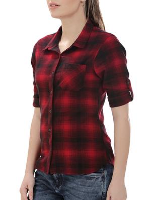 red checkered cotton shirt - 14545455 - Standard Image - 2