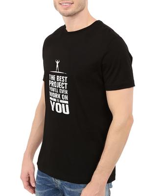 black cotton chest print tshirt - 14546369 - Standard Image - 2