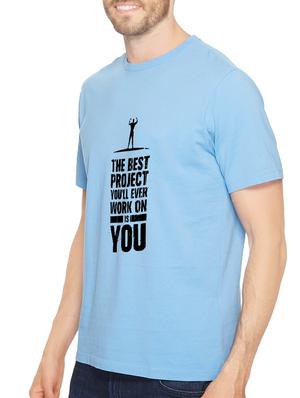 blue cotton front print t-shirt - 14546375 - Standard Image - 2