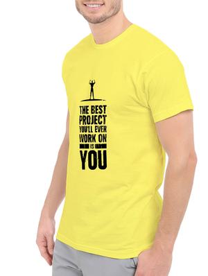 yellow cotton front print t-shirt - 14546377 - Standard Image - 2