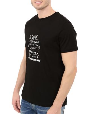 black cotton chest print tshirt - 14546379 - Standard Image - 2