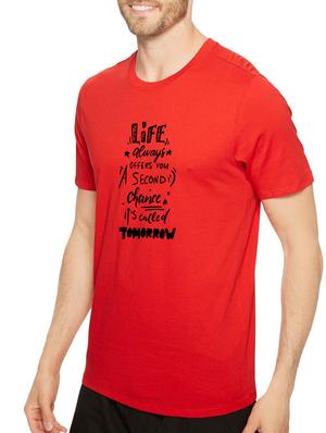 red cotton front print t-shirt - 14546384 - Standard Image - 2