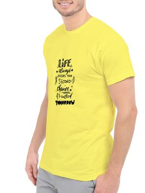 yellow cotton chest print tshirt - 14546387 - Standard Image - 2