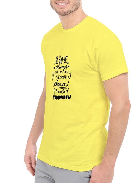 yellow cotton chest print tshirt - 14546387 - Zoom Image - 2