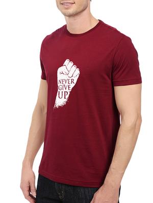 maroon cotton chest print tshirt - 14547396 - Standard Image - 2