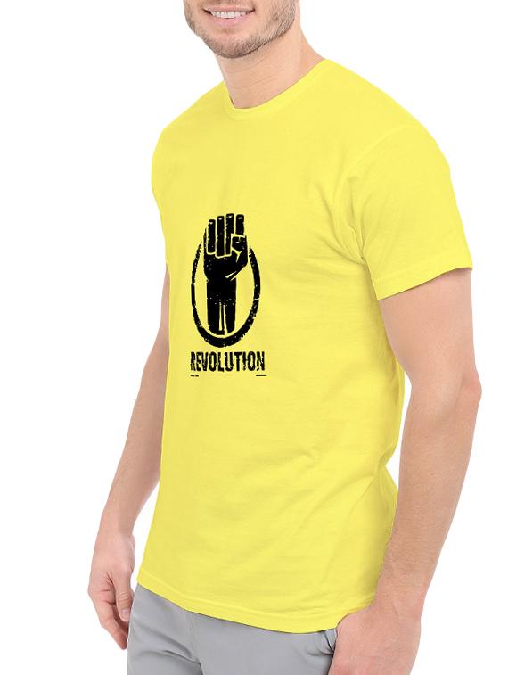 yellow cotton chest print tshirt - 14547412 - Zoom Image - 2