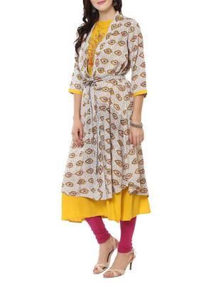 beige cotton layered kurta - 14547699 - Standard Image - 2