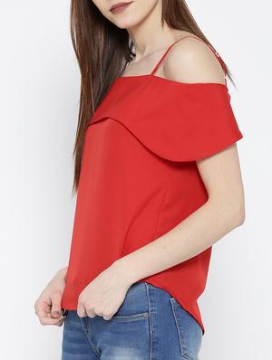 cold shoulder curved hem top - 14547774 - Standard Image - 2
