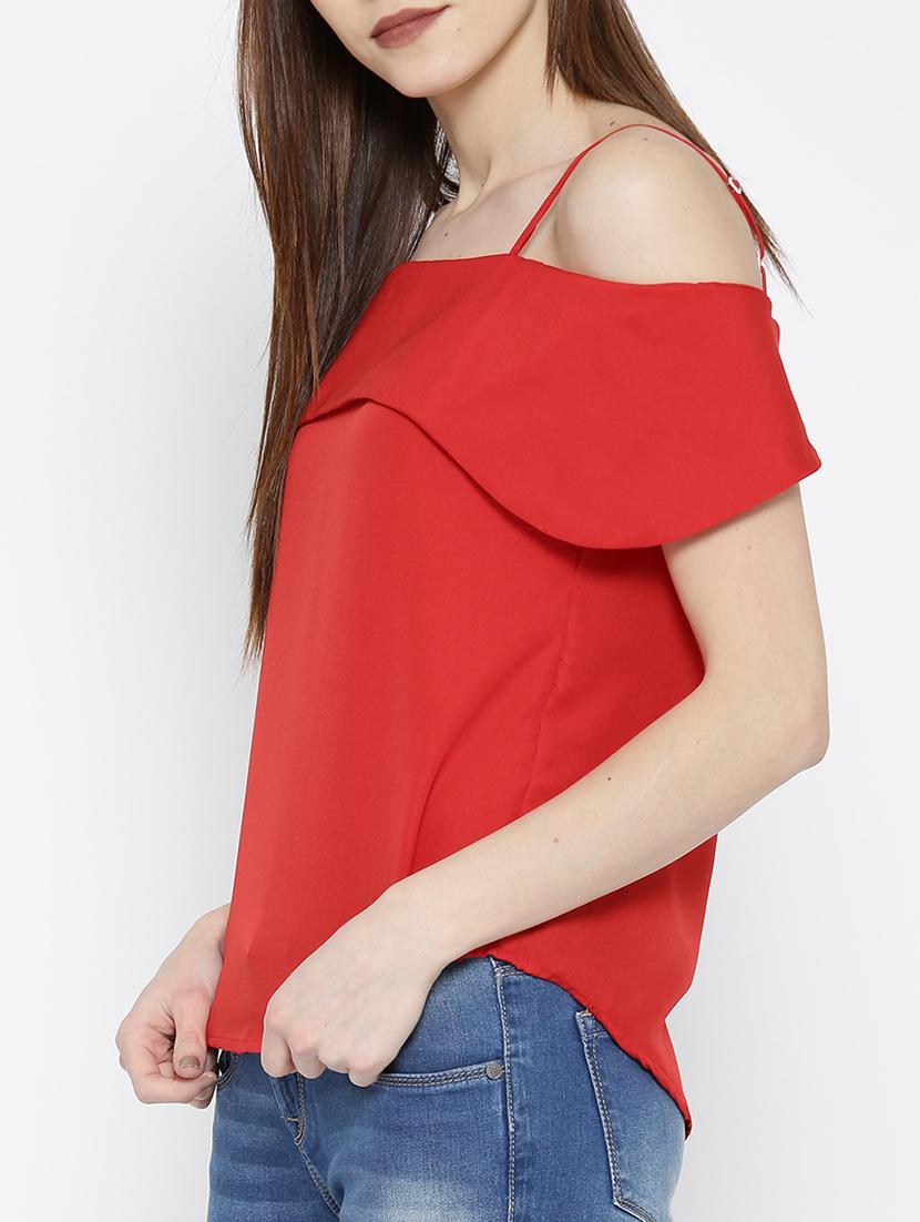 cold shoulder curved hem top - 14547774 - Zoom Image - 2
