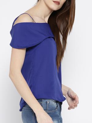 blue cold shoulder top - 14547776 - Standard Image - 2