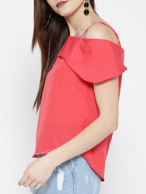 cold shoulder curved hem top - 14547777 - Standard Image - 2