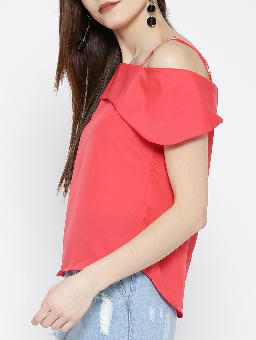 cold shoulder curved hem top - 14547777 - Zoom Image - 2