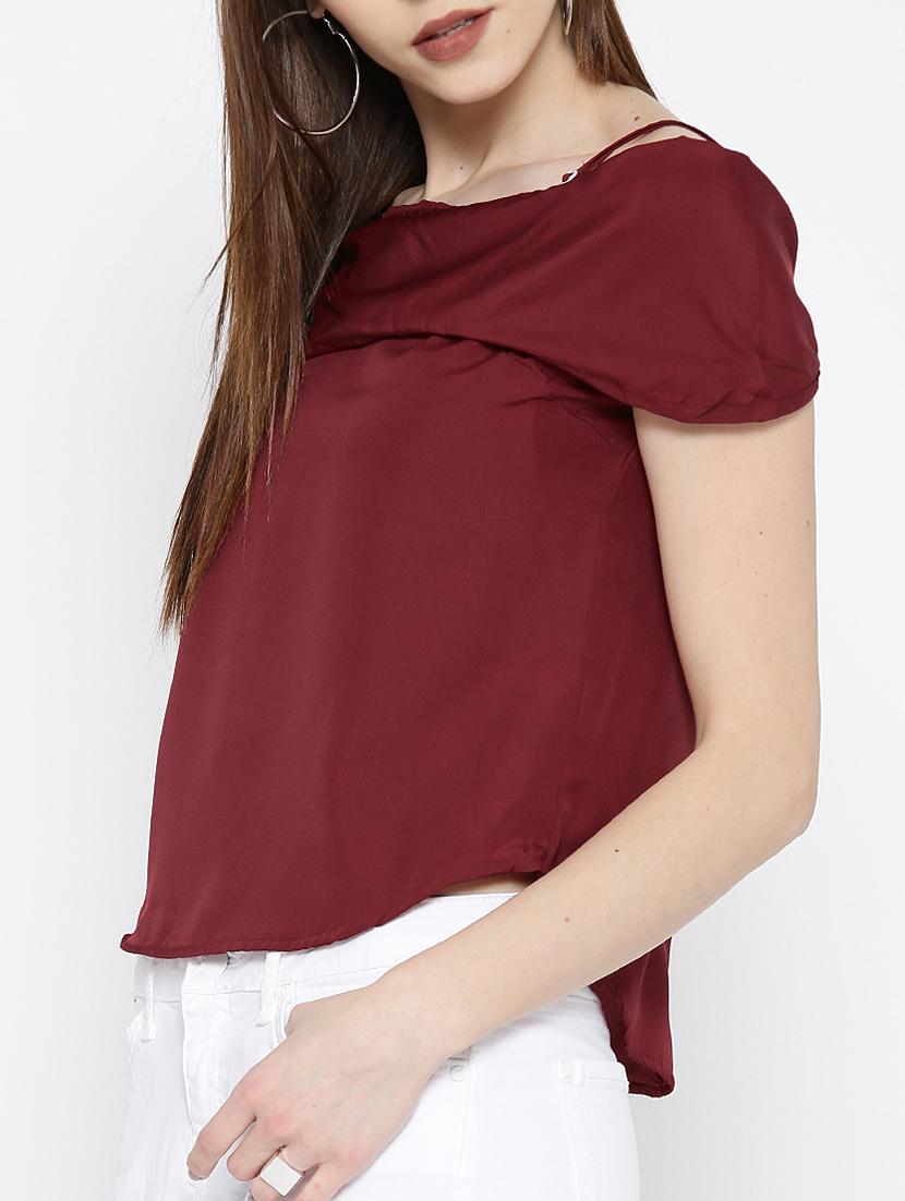 cold shoulder curved hem top - 14547782 - Zoom Image - 2