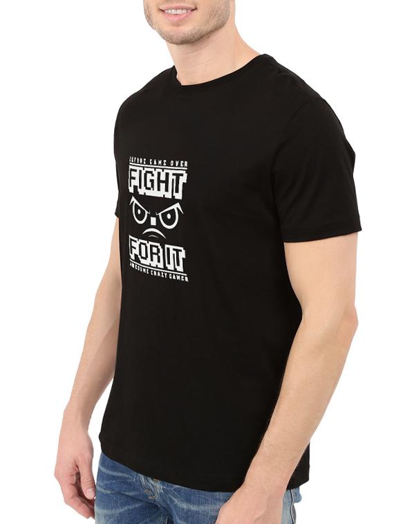 black cotton chest print tshirt - 14547879 - Zoom Image - 2