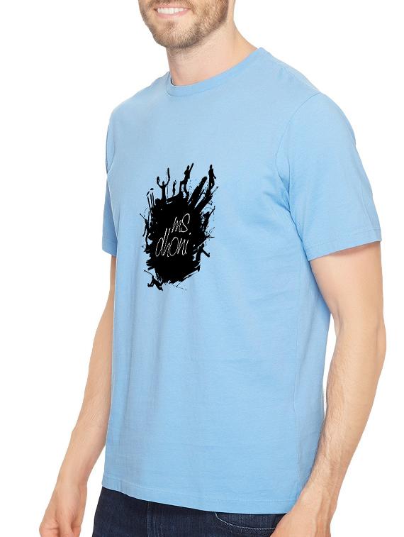 blue cotton chest print tshirt - 14547891 - Zoom Image - 2