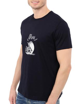navy blue cotton chest print tshirt - 14548085 - Standard Image - 2